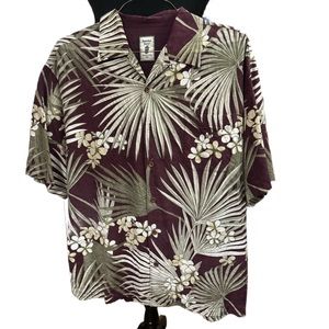 Jamaica Jaxx Men's 100% Silk Hawaiian Shirt Button Down - Sz L